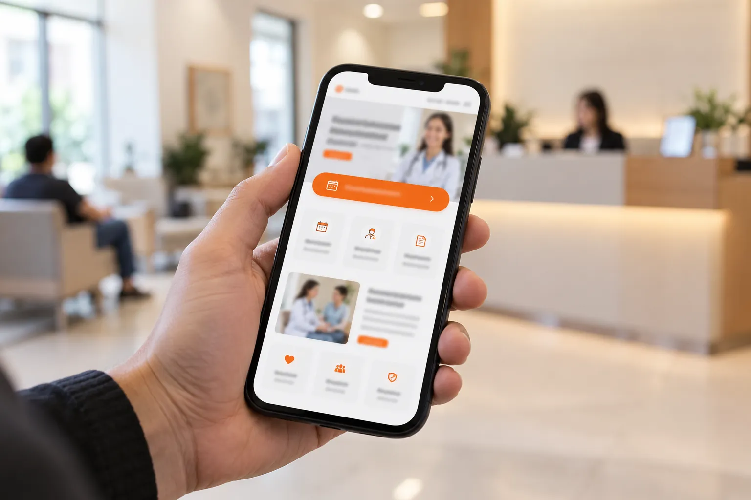 A patient booking an appointment on a clinic website on their phone